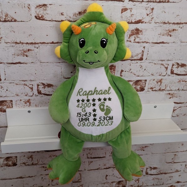 Stofftier Dino bestickt mit Namen